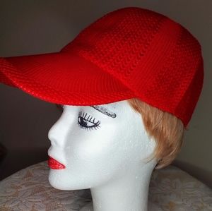 RED ADJUSTABLE THROWBACK CAP NWOT